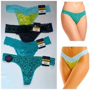 NWT 4 Pcs Women Lace Thong Panties intimates Size Large stretchy sexy Lingerie
